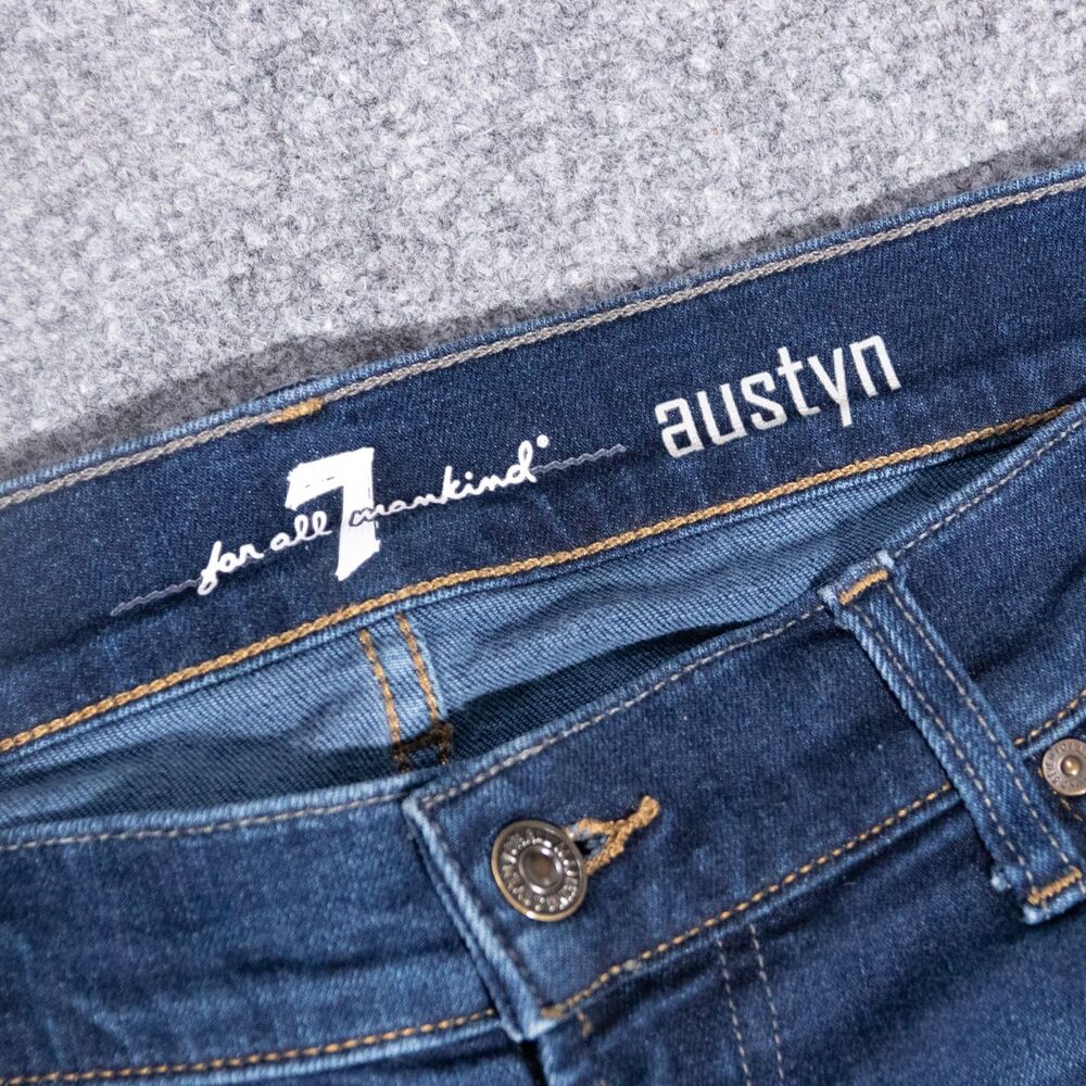 7 For All Mankind Austyn Relaxed Straight Jeans Men's 36x30 Stretch Dark Blue - Picture 3 of 5